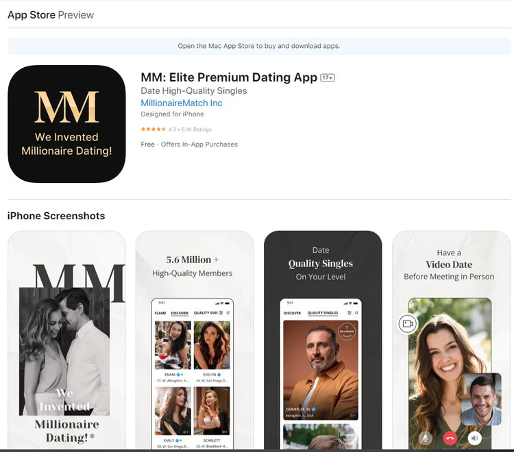 Die MM Elite Premium Dating App im App Store