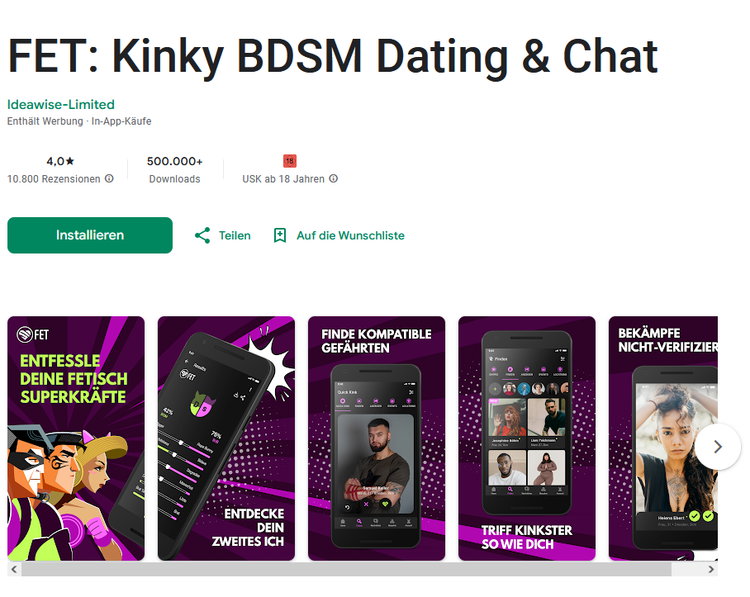 FET : Kinky BDSM Dating &amp; Chat - L&#39;application mobile de Fetisch.de